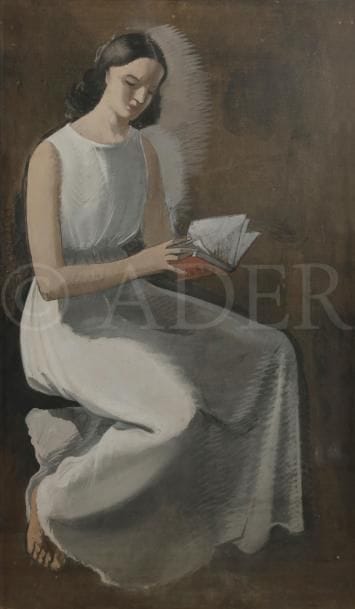 Jean BURKHALTER (1895-1982)
Femme à la lecture
Gouache.
Porte le cachet de la vente de l’atelier en bas à droite.
86 x 53 cm