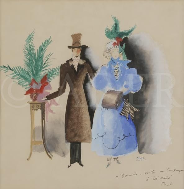 Paul COLIN (1892-1985)
Voilà du Printemps, vers 1946-48
Gouache.
Signée en bas à droite.
Dédicacée à « Danièle… voilà du Printemps. à toi André » (faisant référence à son ami André Daven).
40 x 40 cm