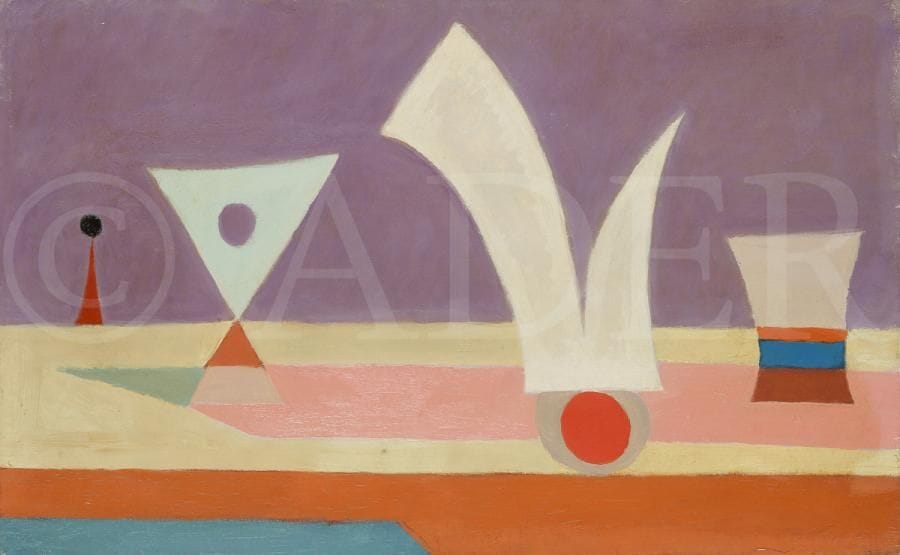 René BEN SUSSAN (1895-1988)
Tarmac, 1956
Huile sur toile.
Signée et datée au dos.
38 x 61 cm