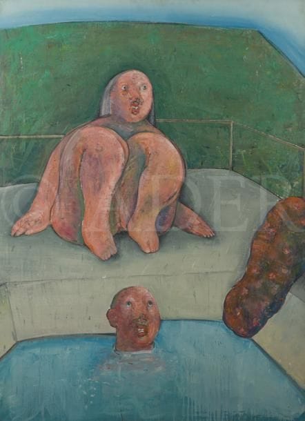 Abraham HADAD (né en 1937)
La Piscine, 1989
Huile sur toile.
Signée sur la gauche.
Signée, datée et titrée au dos.
130 x 97 cm