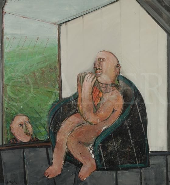 Abraham HADAD (né en 1937)
Contemplation, 1986
Huile sur toile.
Signée en bas à gauche.
Signée, datée et titrée au dos sur le châssis.
77 x 70 cm