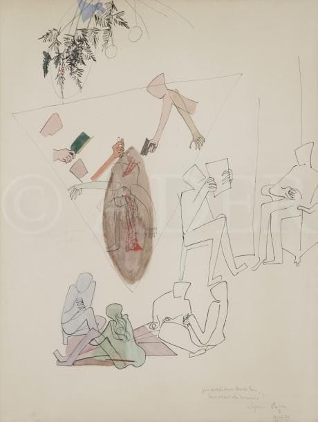 Suzanne ROGER (1899-1986)
Personnages, 1979
Dessin à l’encre et aquarelle.
Signé, daté et dédicacé en bas à droite.
59 x 45,5 cm
Provenance : 
Collection Madeleine Gabail.
