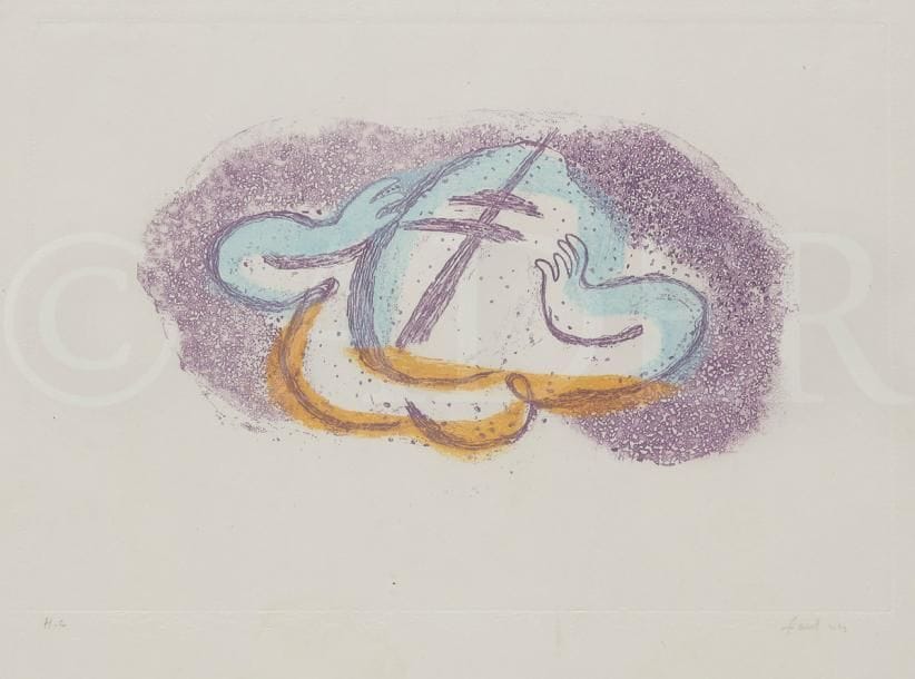 Jean FAUTRIER (1898-1964)
L’Otage aux mains , 1944
Eau-forte et aquatinte.
Signée, datée, titrée et annotée H.C.
21 x 29.5 cm