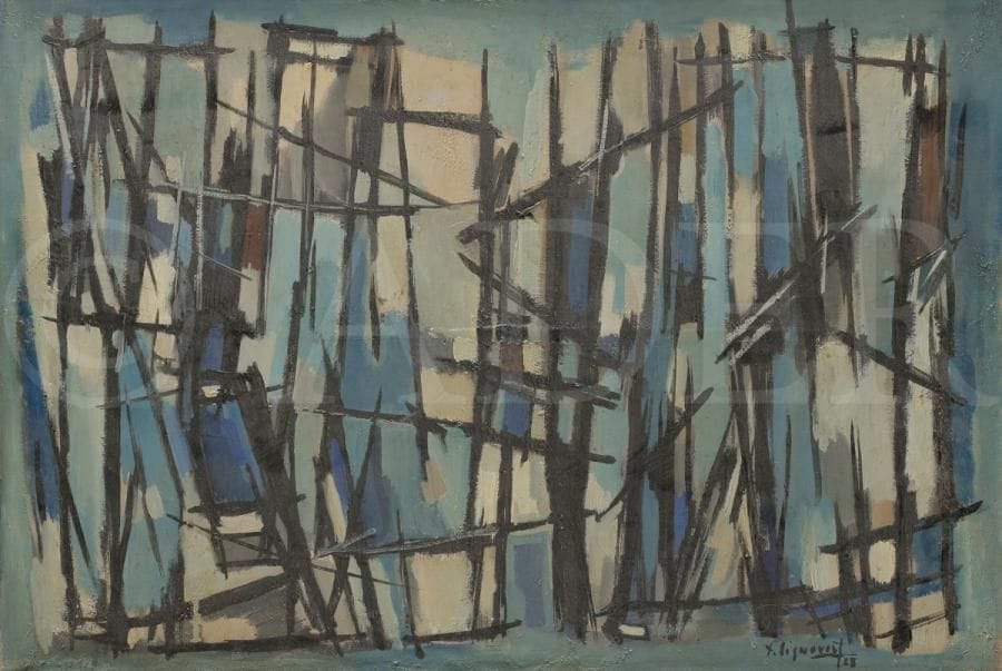 Jean SIGNOVERT (1919-1981)
Notre Dame de Paris, 1955
Huile sur toile.
Signée et datée en bas à droite.
Signée, datée et titrée au dos.
(Restaurations).
38 x 55 cm