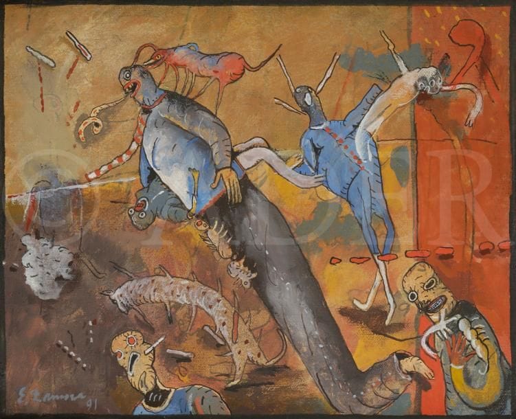 Eduardo ZAMORA (né en 1942)
Printemps, 1991
Huile sur toile.
Signée et datée en bas à gauche.
Signée, datée, titrée et située au dos.
22 x 27 cm