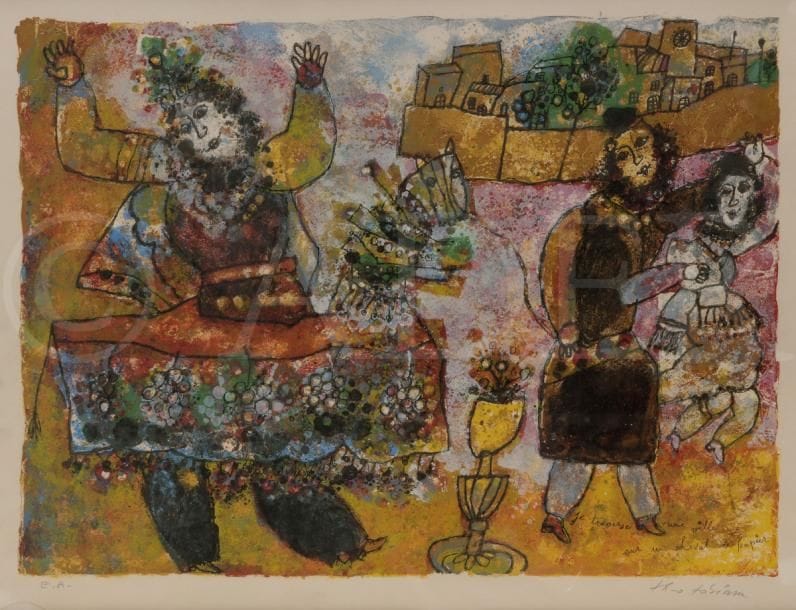 Théo TOBIASSE (1927-2012)
Je traverse une ville sur un cheval de papier
Lithographie.
Signée et annotée Épreuve d’artiste.
57 x 76 cm