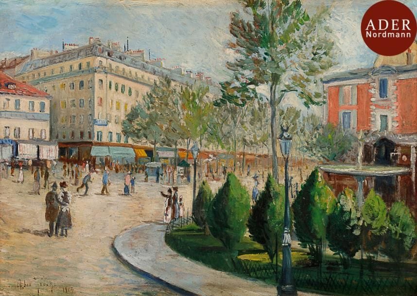 Abel TRUCHET (1857-1918)
Paris, la Place Clichy, 1905
Huile sur carton.
Signée et datée en bas à gauche.
32 x 45 cm

Provenance : 
Vente Ader-Picard-Tajan, Paris, 1er mars 1990, n°62. Acheté lors de cette vente par l’actuel propriétaire.
