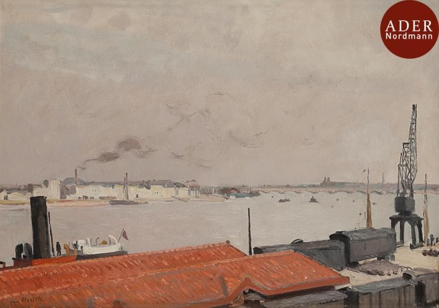 Willem VAN HASSELT (1882-1963)
La Garonne à Bordeaux
Huile sur toile.
Signée en bas à gauche.
46 x 65 cm

Exposition : 
- Salon d’Asnières (étiquette au dos).
- Haus der Kunst, Munich (étiquette au dos).
