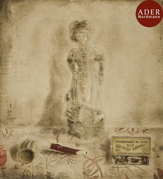 Léonard Tsuguharu FOUJITA (1886-1968)
Nature morte à la figurine, 1922
Huile sur toile.
Signée et datée en bas à gauche.
Signée et datée au dos sur la châssis.
Dédicacée au dos de la toile « à mon cher ami Gustave Van de Woestyne - en souvenir - Le 6 juillet 1923 - Foujita ».
27.8 x 24.6 cm

Provenance : 
Collection de Monsieur et Madame B., Paris.

Bibliographie : 
Sylvie Buisson, Foujita, Léonard (1886-1968) - Catalogues raisonnés, T.L. Foujita: Inédits, Volume III, Paris, éd. Archives artistiques, 2007,  n°C22.025.H, reproduit p.107.

Un certificat de Sylvie Buisson en date du 24 février 2002 sera remis à l’acquéreur.
