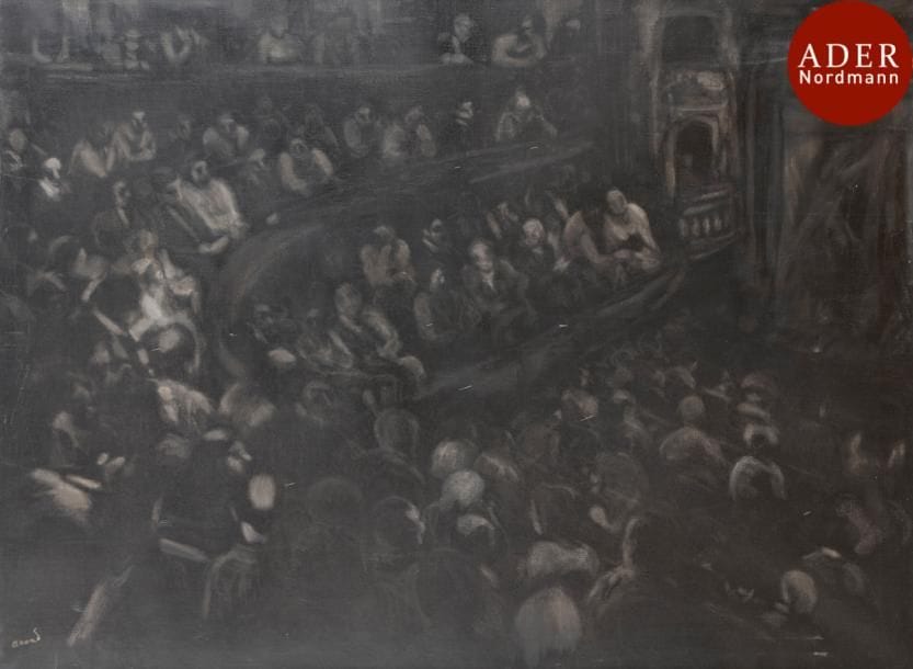 Farid AOUAD [libanais] (1924-1982)
Au théâtre
Huile sur toile.
Signée en bas à gauche.
(Petit accident).
97 x 130 cm
Provenance :
Collection Pierre Lemaire, Paris.