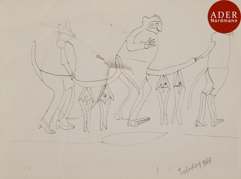 Francisco TOLEDO [mexicain] (né en 1940)
Personnage, 1964
Dessin à l’encre.
Signé et daté en bas à droite.
(Lacérations).
25 x 32 cm
Nous remercions Monsieur Fernando Ortiz Marquez d’avoir confirmé l’authenticité de cette œuvre.