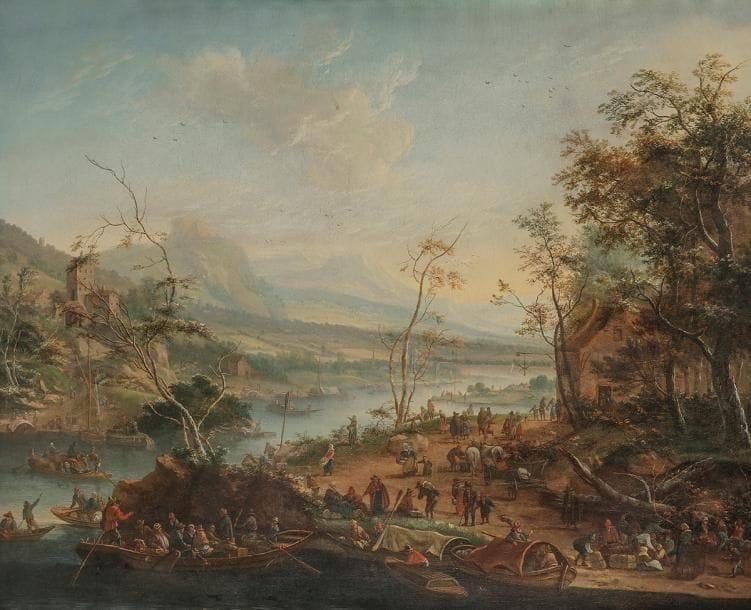 Attribué à Christian Georg SCHÜTZ II (1758 - 1823)
Vue du Rhin
Toile
61 x 77 cm
Restaurations anciennes