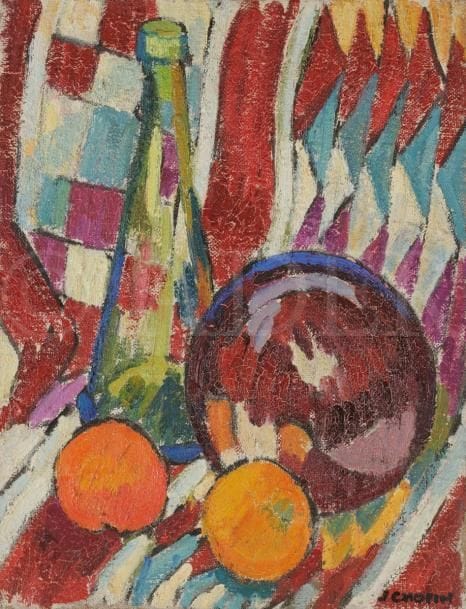 Juliette CHOPIN (né en 1931)
La Bouteille, 1954
Huile sur toile.
Signée en bas à droite.
33 x 24 cm
