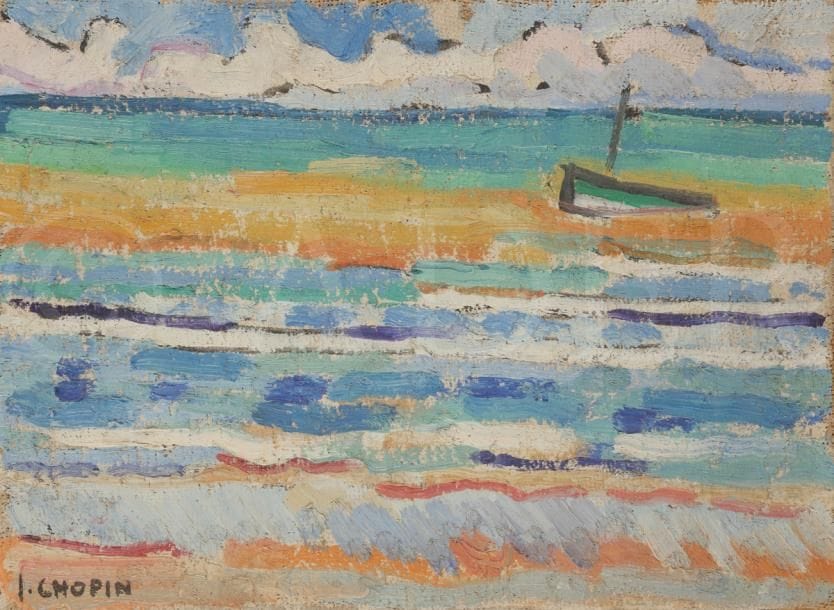 Juliette CHOPIN (né en 1931)
Saint-Jean-de-Monts, 1958
Huile sur toile.
Signée en bas à gauche.
24 x 33 cm