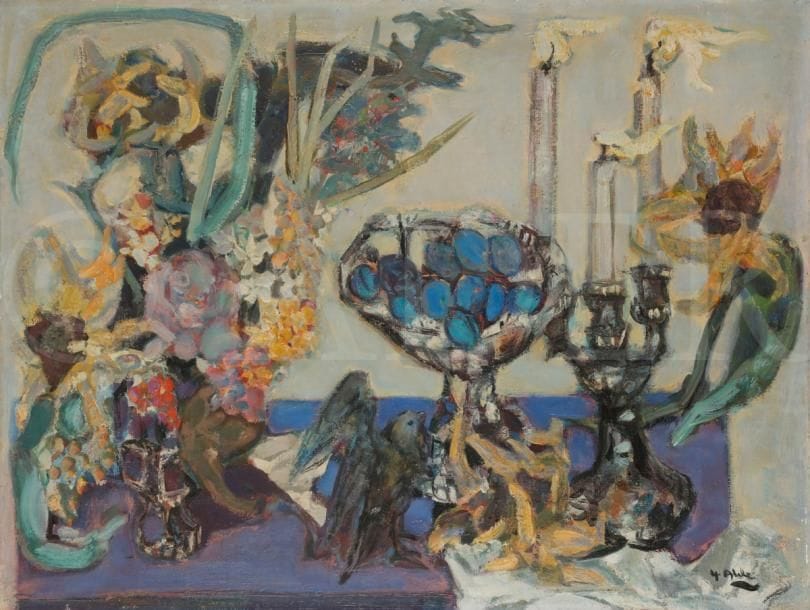 Yvette ALDE (1911-1967)
Nature morte
Huile sur toile.
Signée en bas à droite.
54 x 73 cm