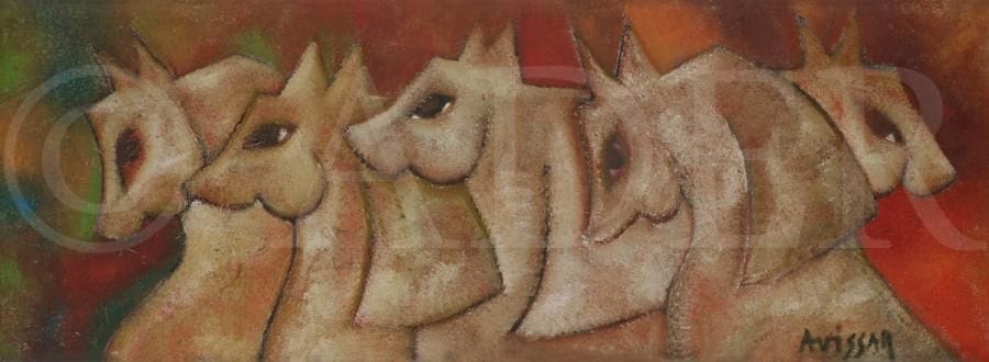 Simon AVISSAR (né en 1948)
Chevaux
Huile sur toile.
Signée en bas à droite.
30 x 80 cm