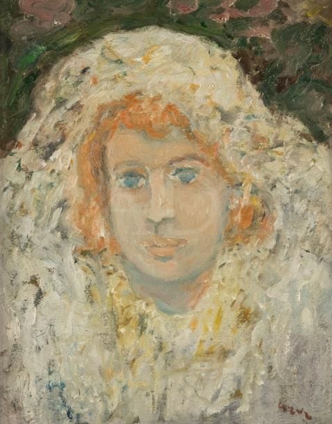 David AZUZ [israélien] (né en 1942)
Mariée juive, 1960
Huile sur toile.
Signée en bas à droite.
Signée et datée au dos.
41 x 33 cm