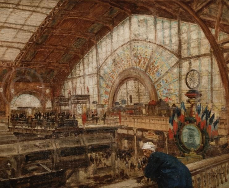 Louis BEROUD (1852-1930)
La Galerie des Machines à l’Exposition universelle de 1889
Huile sur toile contrecollée sur carton.
Signée et datée en bas à droite.
32 x 38 cm