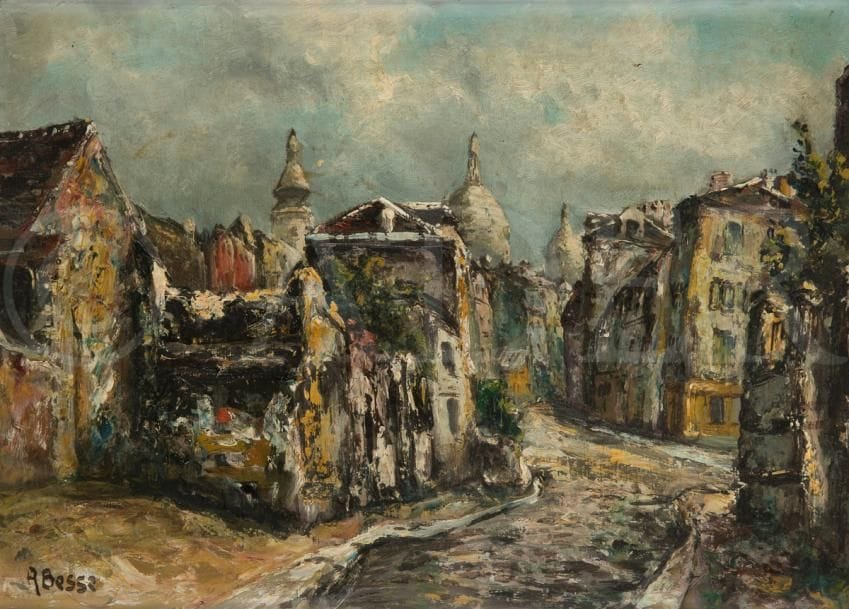 Raymond BESSE (1899-1969)
Montmartre, rue Norvins
Huile sur panneau.
Signée en bas à gauche.
24 x 36 cm