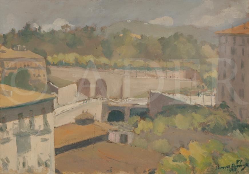 Henri FRANCK (1877-1957)
Paysage urbain, Nice, 1925
Huile sur toile.
Signée et datée en bas à droite.
Signée, datée et titrée au dos.
37 x 54 cm

L’œuvre est référencée dans les Archives Henri Franck sous le numéro 278.