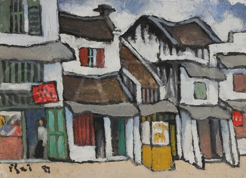Xuan Phai BUI [vietnamien] (1920-1988)
Scène de rue, 1989
Huile sur isorel.
Signée et datée en bas à gauche.
20 x 27.5 cm