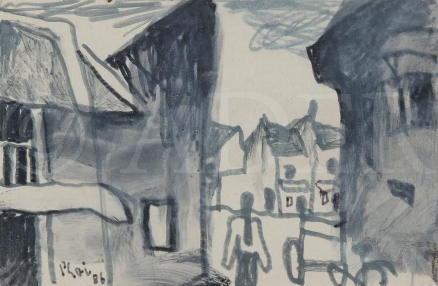 Xuan Phai BUI [vietnamien] (1920-1988)
Scène de rue, 1986
Feutre sur papier.
Signé et daté en bas à gauche.
5.5 x 9.5 cm