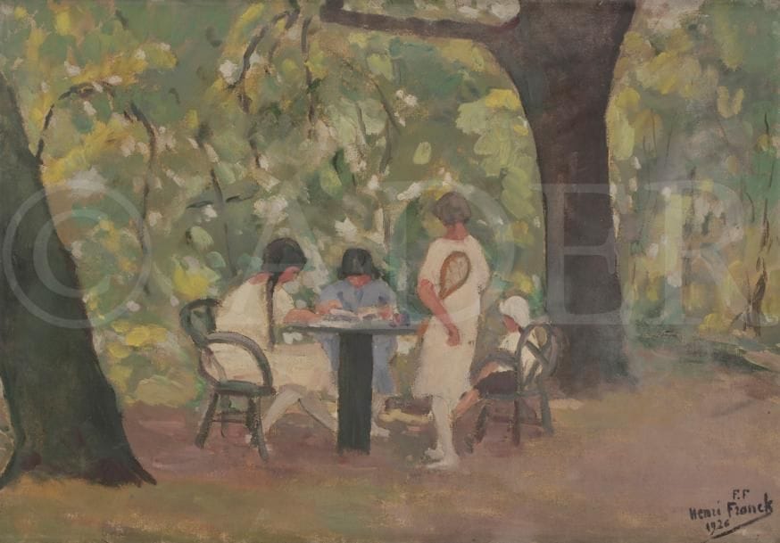 Henri FRANCK (1877-1957)
à la table d’ardoise, 1926
Huile sur toile.
Signée et datée en bas à droite.
Signée, datée et titrée au dos.
45.5 x 64 cm

L’œuvre est référencée dans les Archives Henri Franck sous le numéro 340.