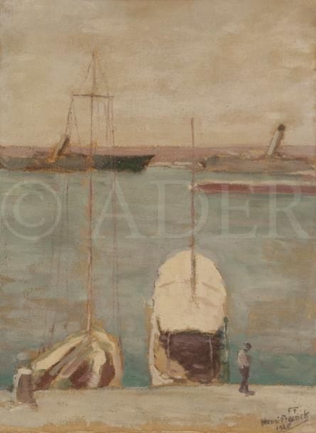 Henri FRANCK (1877-1957)
Au port, Nice, 1926
Huile sur toile.
Signée et datée en bas à droite.
Signée, datée et titrée au dos.
45 x 33 cm

L’œuvre est référencée dans les Archives Henri Franck sous le numéro 312.