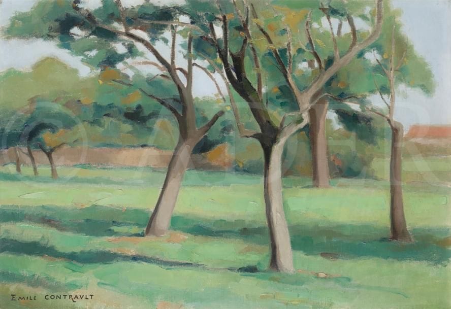Émile CONTRAULT (?-1945)
Paysage aux arbres, vers 1935
Huile sur toile.
Signée en bas à gauche.
38 x 55 cm
