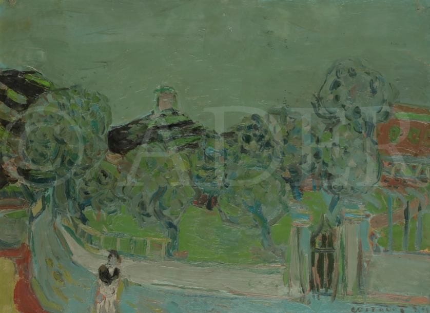 André COTTAVOZ (1922-2012)
Vallauris, femme sur le chemin, 1951
Huile sur papier contrecollé sur panneau.
Signée et datée en bas à droite.
Signée, datée et située au dos.
36 x 50 cm