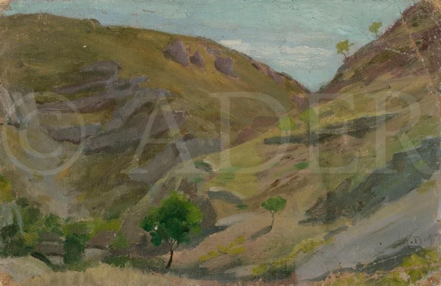 André DAUCHEZ (1870-1948)
Paysage de bord de mer, 1891
Huile sur toile contrecollée sur carton.
Monogrammée et datée en bas à droite.
17 x 26 cm