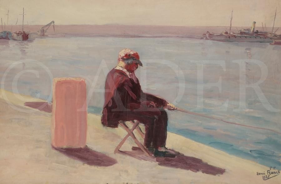 Henri FRANCK (1877-1957)
Un Pêcheur au port de Nice, 1927
Huile sur toile.
Signée et datée en bas à droite.
Signée, datée et titrée au dos.
63 x 97 cm

L’œuvre est référencée dans les Archives Henri Franck sous le numéro 439.