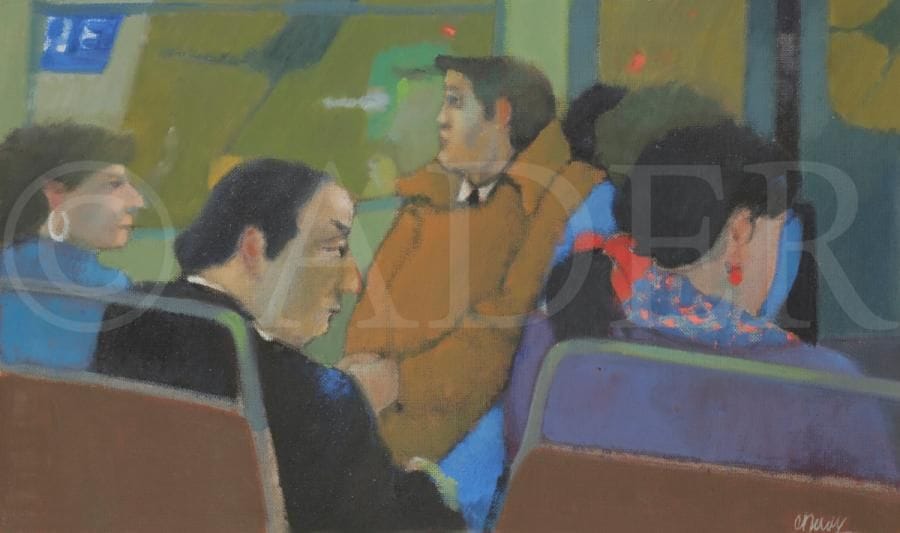 Odette DERAY (né en 1918)
Dans le métro
Huile sur toile non montée.
Signée en bas à droite.
27.5 x 46 cm