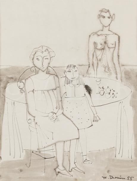 DROUIN (XXe siècle)
La Famille, 1955
Dessin à l’encre.
Signé et daté en bas à droite.
25.5 x 20 cm