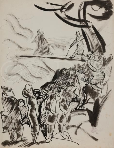 Henri EPSTEIN (1892-1944)
Personnages
Dessin à l’encre et lavis d’encre.
Porte le timbre de la signature en bas à droite.
(Rousseurs).
32 x 24.5 cm