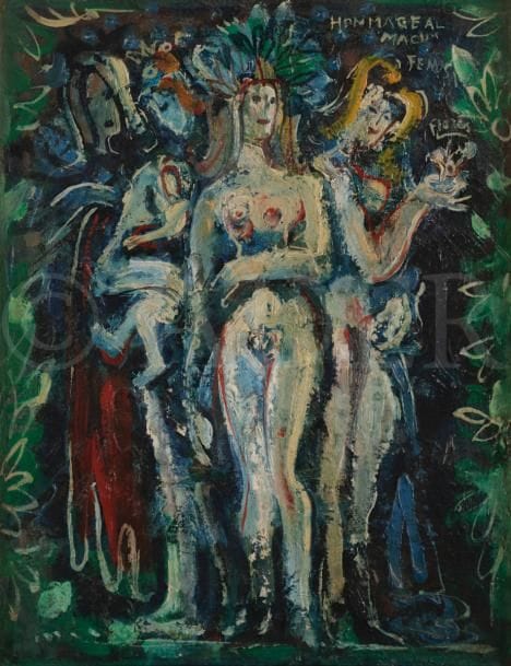 Pedro FLORES (1897-1967)
Hommage à Fenosa
Huile sur toile.
Signée et titrée en haut à droite.
35 x 27 cm