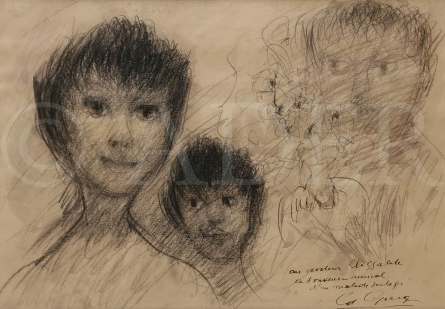 édouard GOERG (1893-1969)
Trois visages
Dessin au fusain.
Signé et dédicacé en bas à droite.
24 x 32 cm