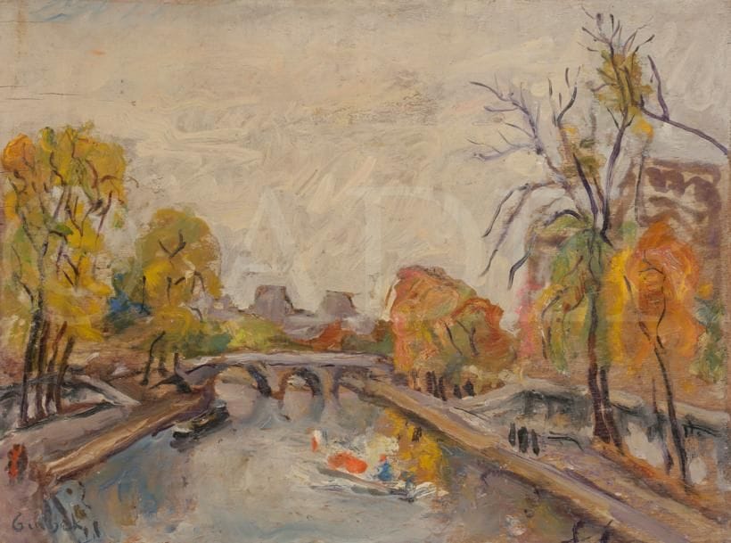 Herand GULBENKIAN (1880-1968)
Paris, bateau sur la Seine
Huile sur panneau.
Signée en bas à gauche.
33 x 46 cm