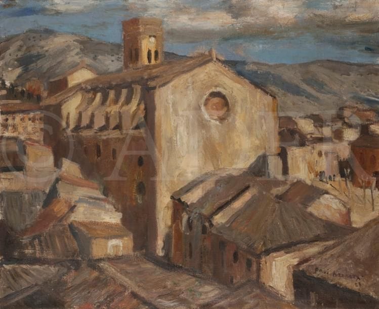 Paul HANNAUX (1897-1954)
église de village en Provence, 1923
Huile sur toile.
Signée et datée en bas à droite.
65 x 81 cm