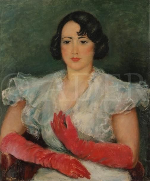 Henri HAYDEN [franco-polonais] (1883-1970)
Portrait d’Odette Bosc, épouse Pétridès, 1934
Huile sur toile.
Signée et datée en bas à gauche.
65 x 54 cm