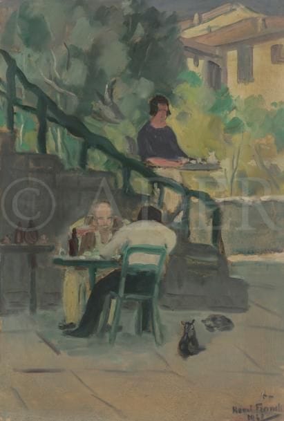 Henri FRANCK (1877-1957)
Au Cabaret, Falicon, 1927
Huile sur toile.
Signée et datée en bas à droite.
Signée, datée et titrée au dos.
72 x 48.5 cm

L’œuvre est référencée dans les Archives Henri Franck sous le numéro 370.