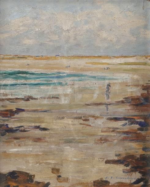 Jean-Julien LEMORDANT (1880-1968)
Pêcheur à pied
Huile sur carton.
Signée en bas à droite.
48 x 40 cm
