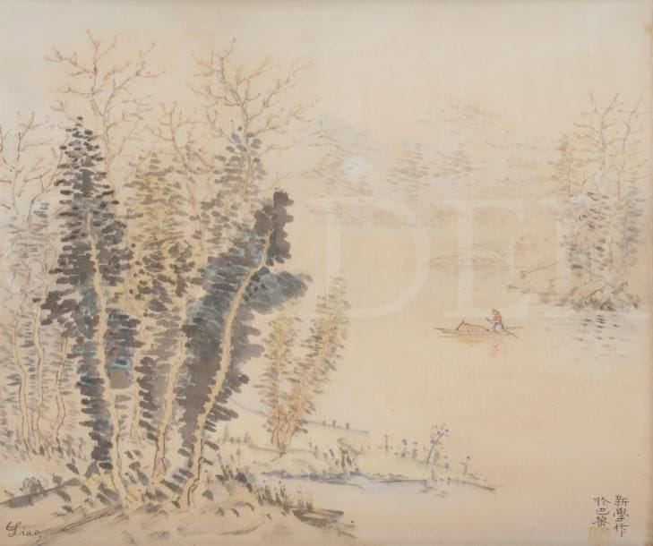 LIAO (XXe siècle)
Paysage lacustre
Peinture sur soie.
Signée en bas à gauche.
46 x 55 cm