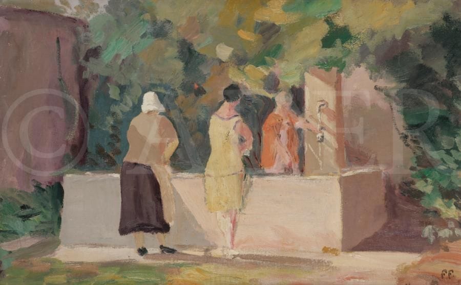 Henri FRANCK (1877-1957)
A la fontaine, Corenc, 1928
Huile sur toile.
Signée en bas à droite.
45 x 70 cm

L’œuvre est référencée dans les Archives Henri Franck sous le numéro 570.