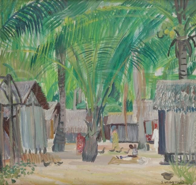 S. MAGNARD (XXe siècle)
Village en Afrique
Huile sur panneau.
Signée en bas à droite.
41 x 43 cm