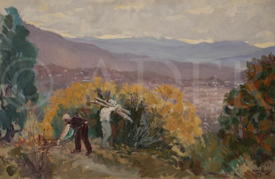 Henri FRANCK (1877-1957)
A la colline du Tsarévitch, temps couvert, Nice, 1929
Huile sur toile.
Signée et datée en bas à droite.
(Rentoilée).
58 x 89 cm

L’œuvre est référencée dans les Archives Henri Franck sous le numéro 580.