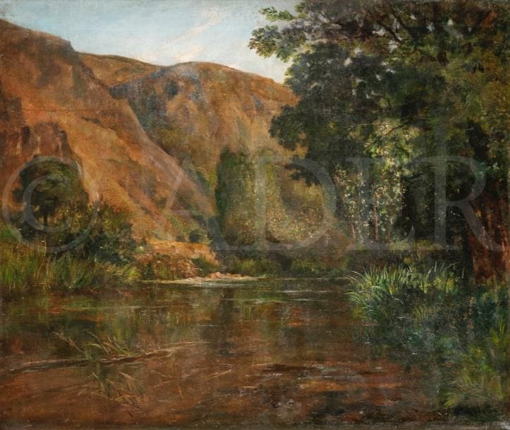Georges Jules MOTELEY (1865-1923)
La Rivière de montagne
Huile sur toile.
Signée en bas à droite.
60 x 73 cm