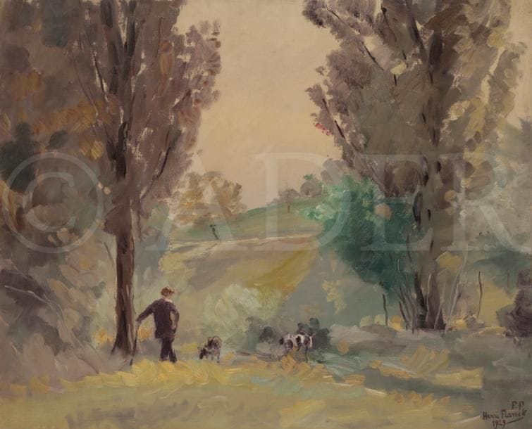 Henri FRANCK (1877-1957)
Un Chevrier, Corenc, 1929
Huile sur toile.
Signée et datée en bas à droite.
Signée, datée et titrée au dos.
64 x 80 cm

L’œuvre est référencée dans les Archives Henri Franck sous le numéro 568.