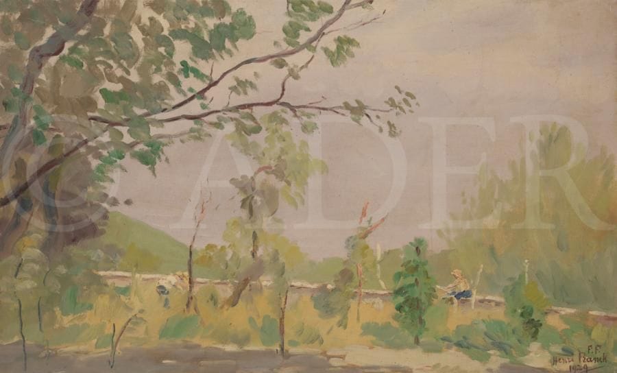 Henri FRANCK (1877-1957)
Paysage étude n°5 après-midi, Corenc, 1929
Huile sur toile.
Signée et datée en bas à droite.
Signée, datée et titrée au dos.
47 x 77 cm

L’œuvre est référencée dans les Archives Henri Franck sous le numéro 549.