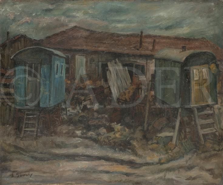 Louise SOURDY (1900-?)
Roulottes
Huile sur toile.
Signée en bas à gauche.
60 x 73 cm